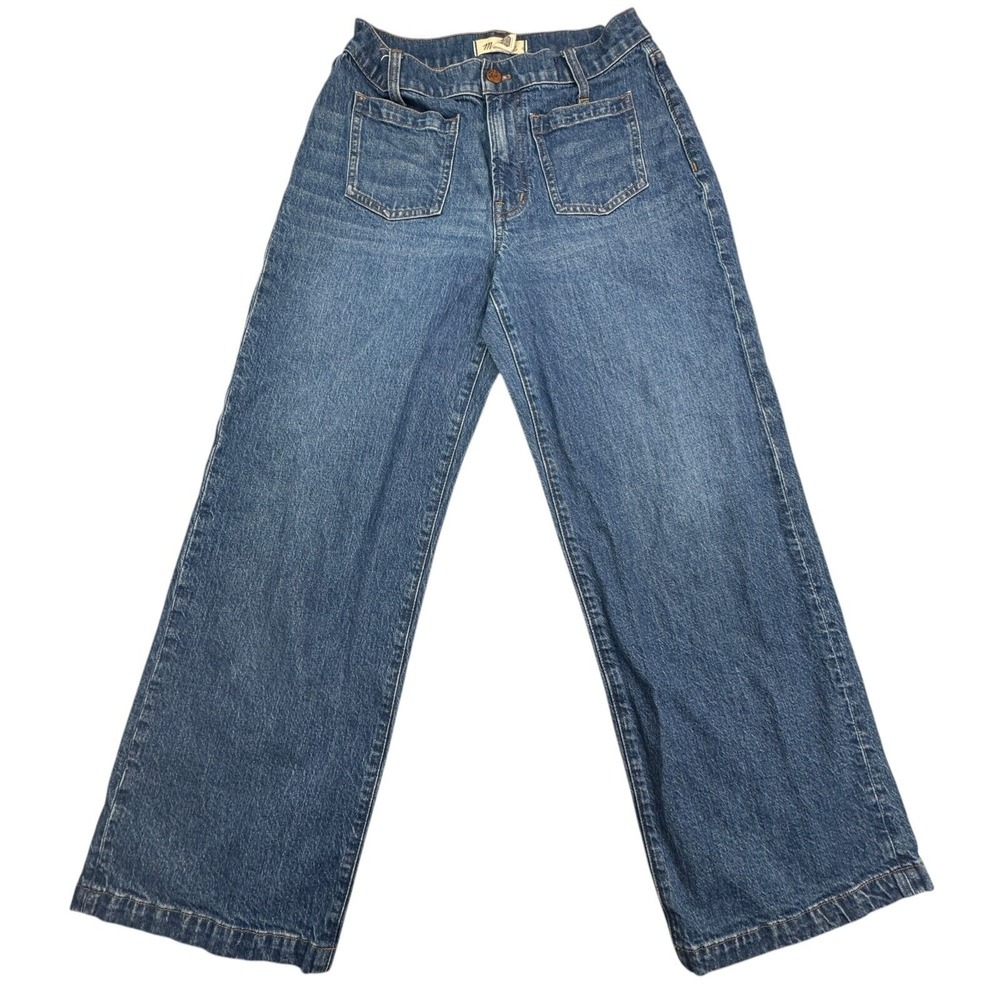 Madewell The Perfect Vintage Crop Jeans Womens 27P Blue Front Pockets Wide Leg